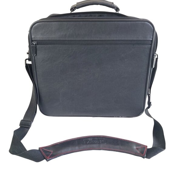 Targus Black Leather Laptop Bag With Shoulder Strap & Multiple Compartments - Picture 2 of 16